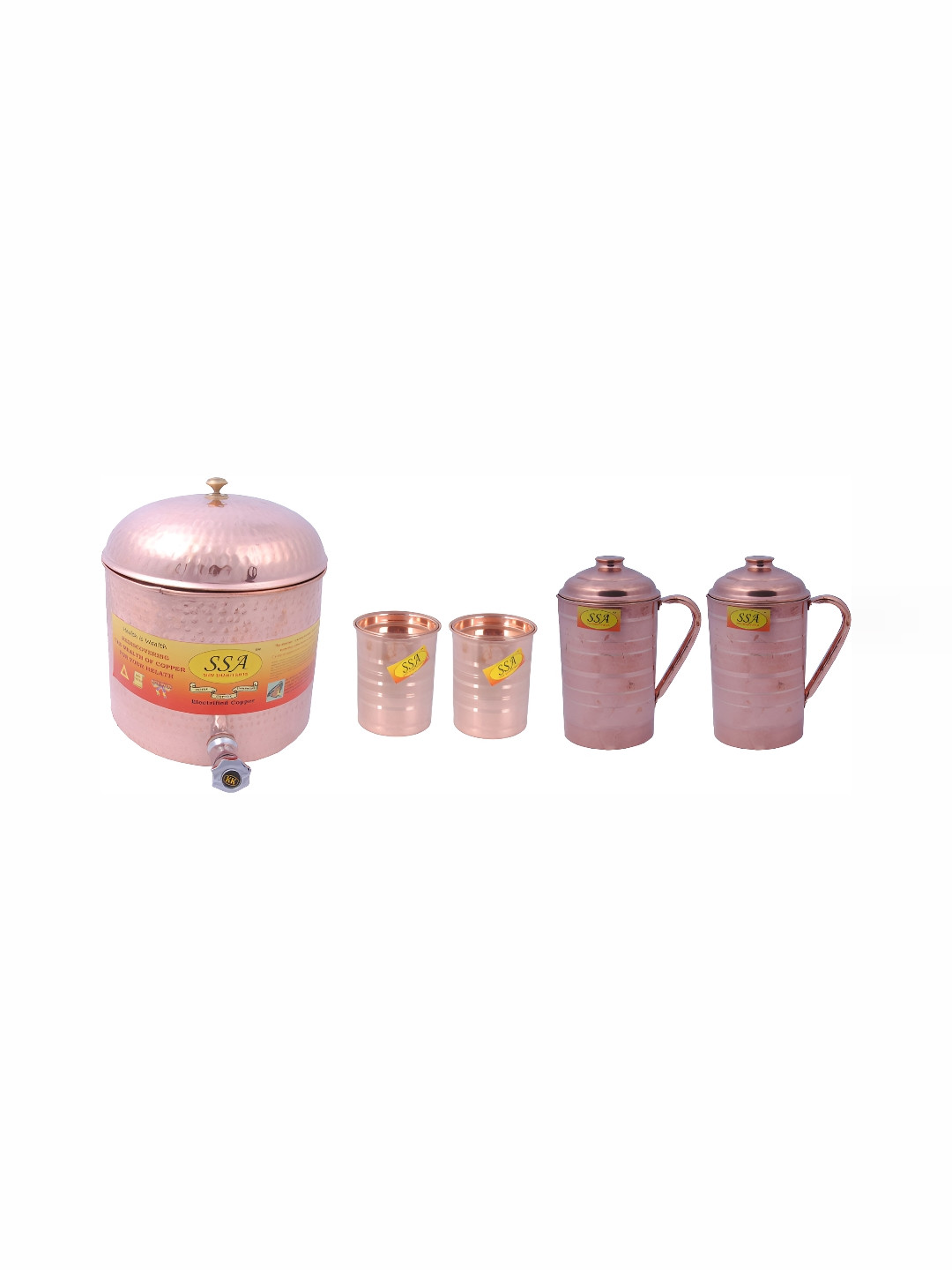

Shivshakti Arts Brown 5 Pieces Textured Copper Glass Set