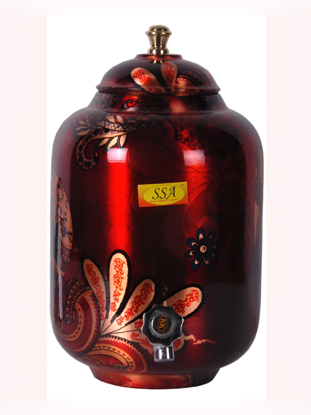 

Shivshakti Arts Red & Brown Printed Copper Water Pot 11 L