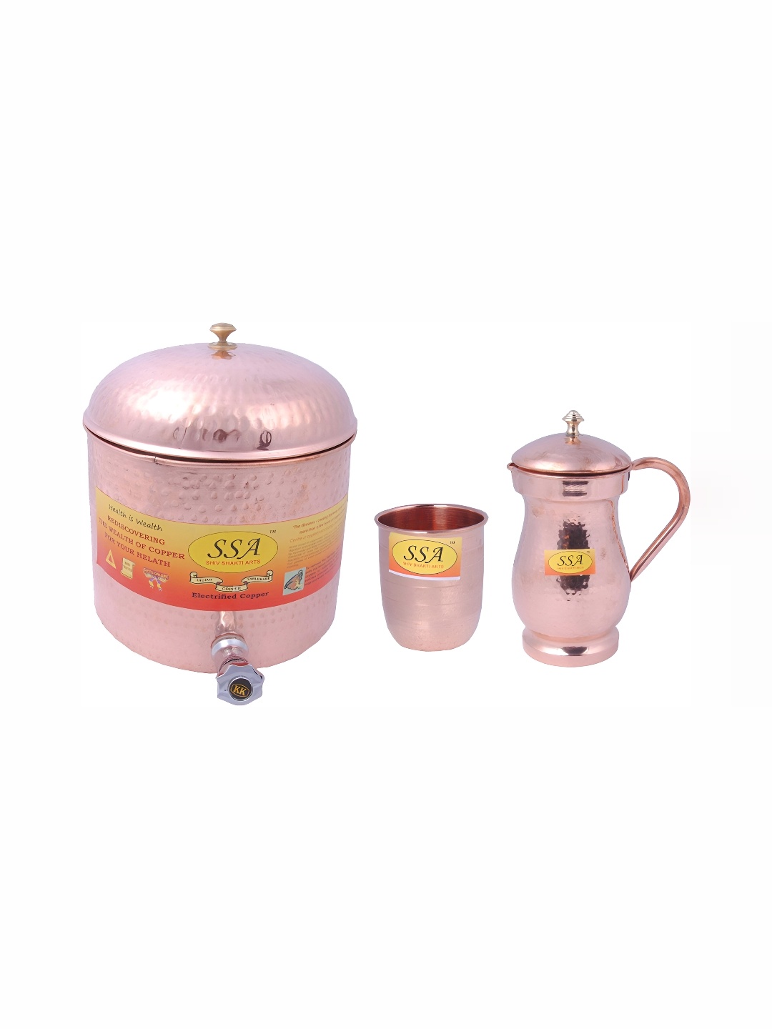 

Shivshakti Arts Brown 3 Pieces Copper Water Jug