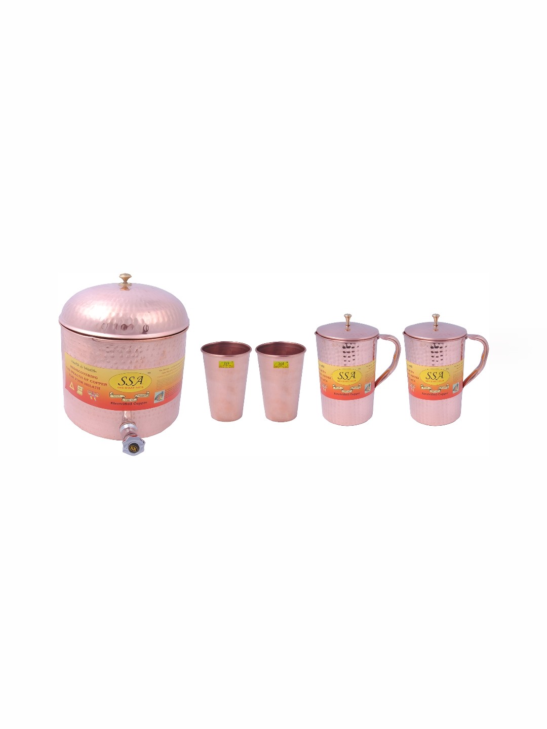 

Shivshakti Arts Brown 5 Pieces Copper Water Jug Water Pot With Glasses