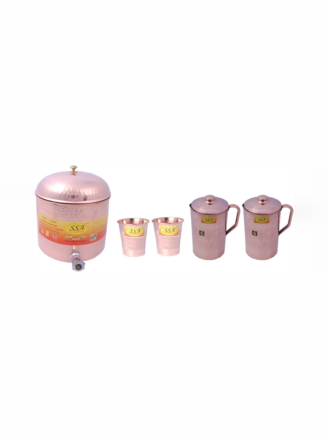 

Shivshakti Arts Brown 5 Pieces Copper Water Pot Jug & Glasses