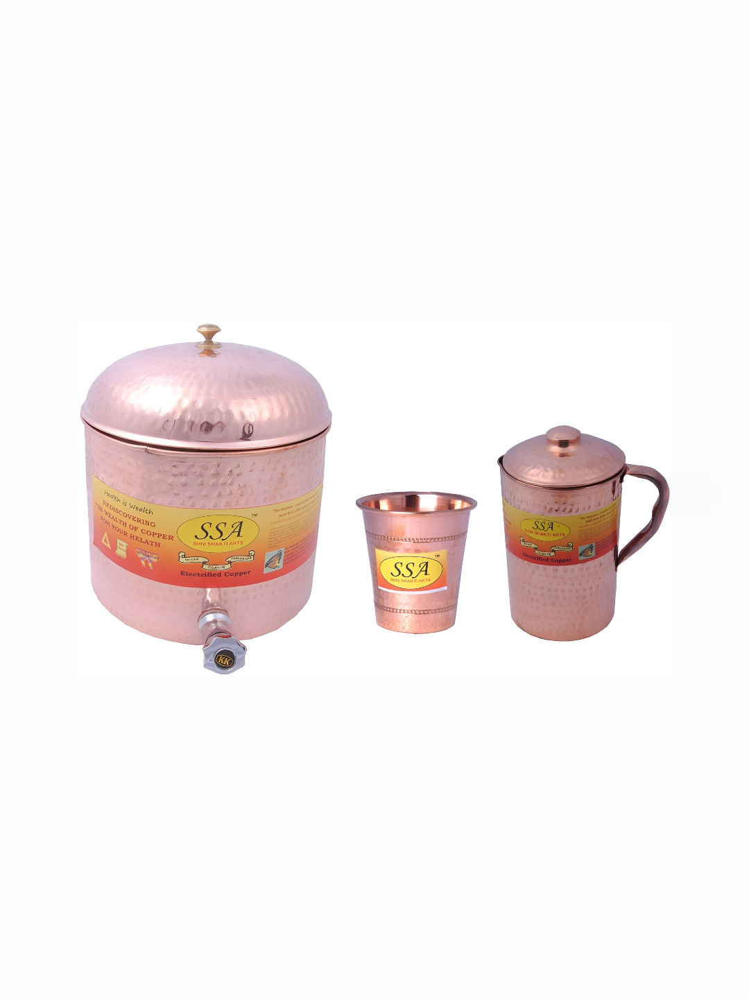 

Shivshakti Arts Brown 3 Pieces Copper Water Jug Set