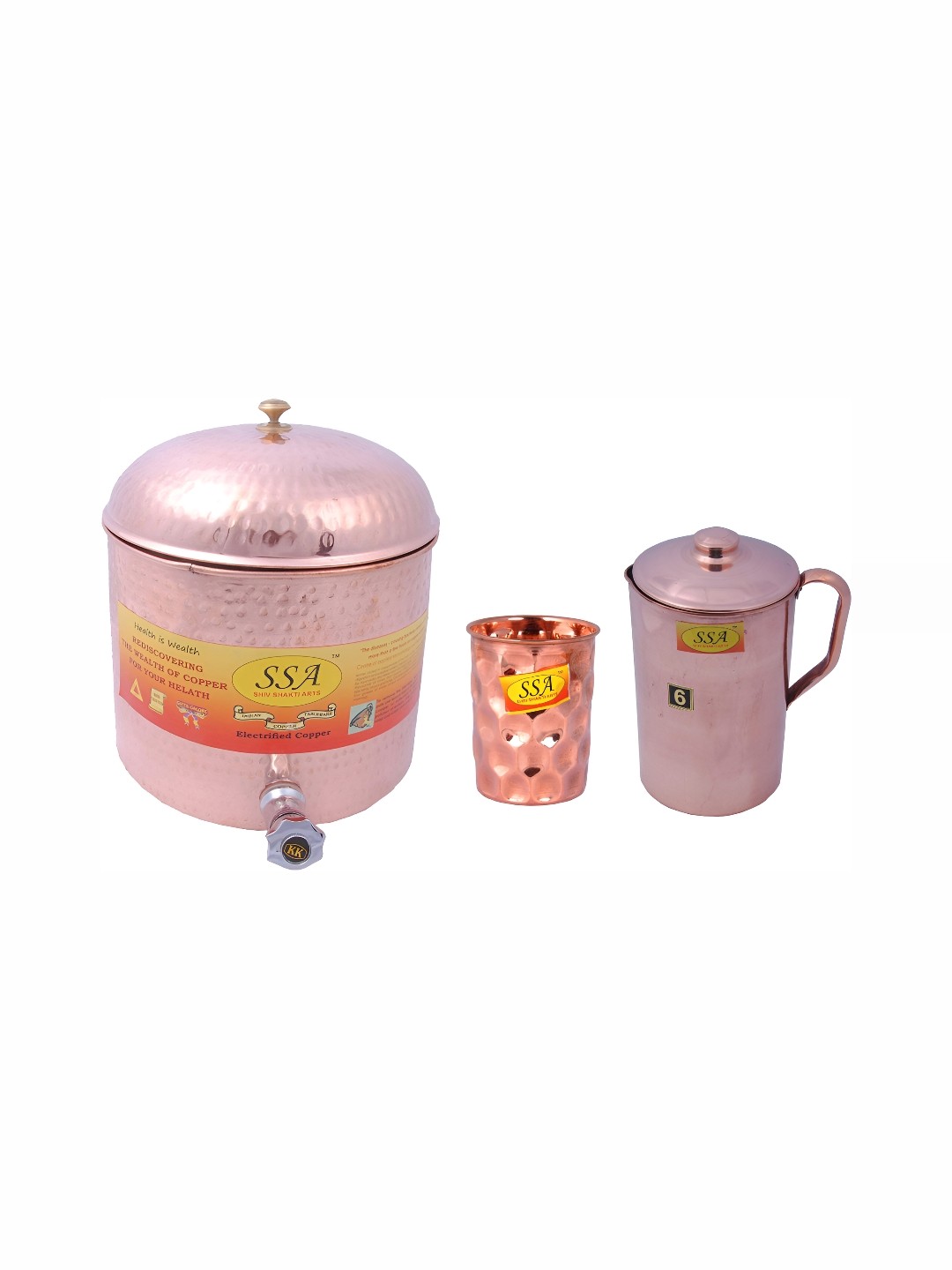 

Shivshakti Arts Brown 3 Pcs Copper Water Jug