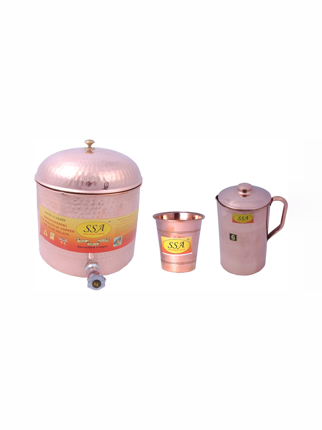 

Shivshakti Arts Brown 3 Pcs Copper Water Jug