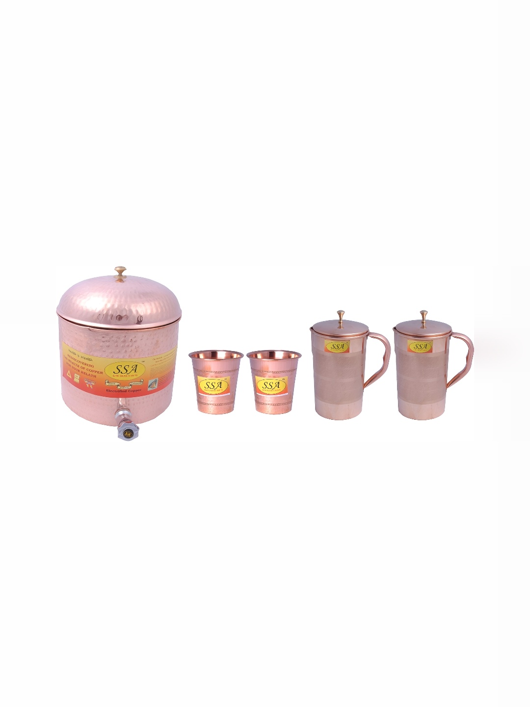 

Shivshakti Arts Brown 5 Pieces Textured Copper Glass Set