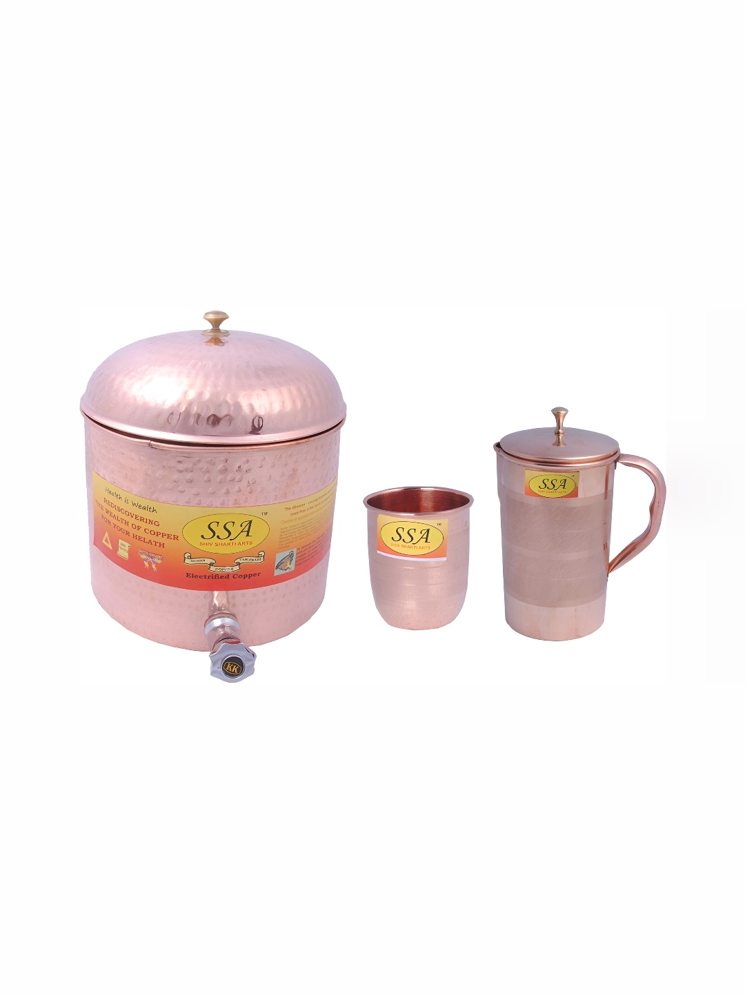 

Shivshakti Arts Brown 3 Pieces Copper Water Jug Set