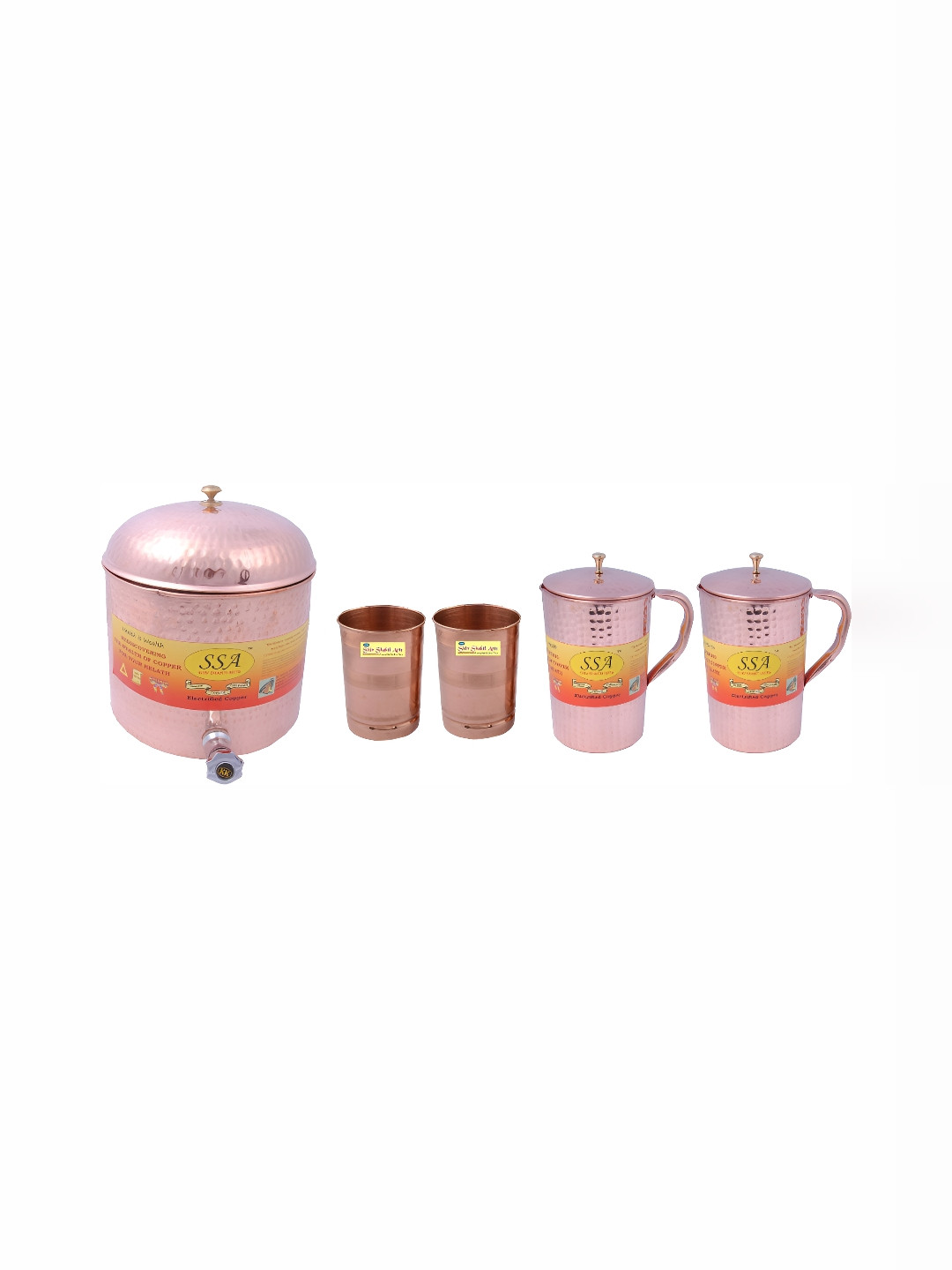 

Shivshakti Arts Brown 5 Pieces Copper Water Jug Water Pot With Glasses