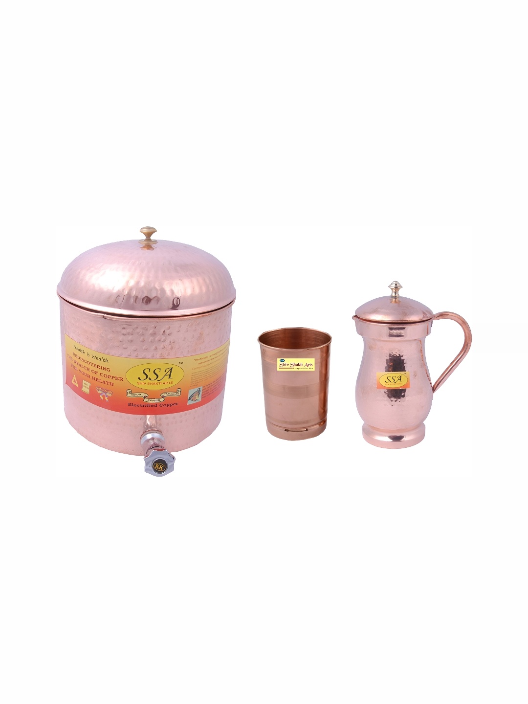 

Shivshakti Arts Copper Toned 3 Pcs Water Jug