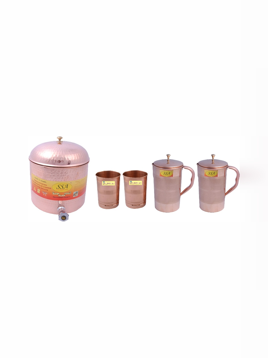 

Shivshakti Arts Brown 5 Pieces Copper Water Jug with Dispenser & Glass