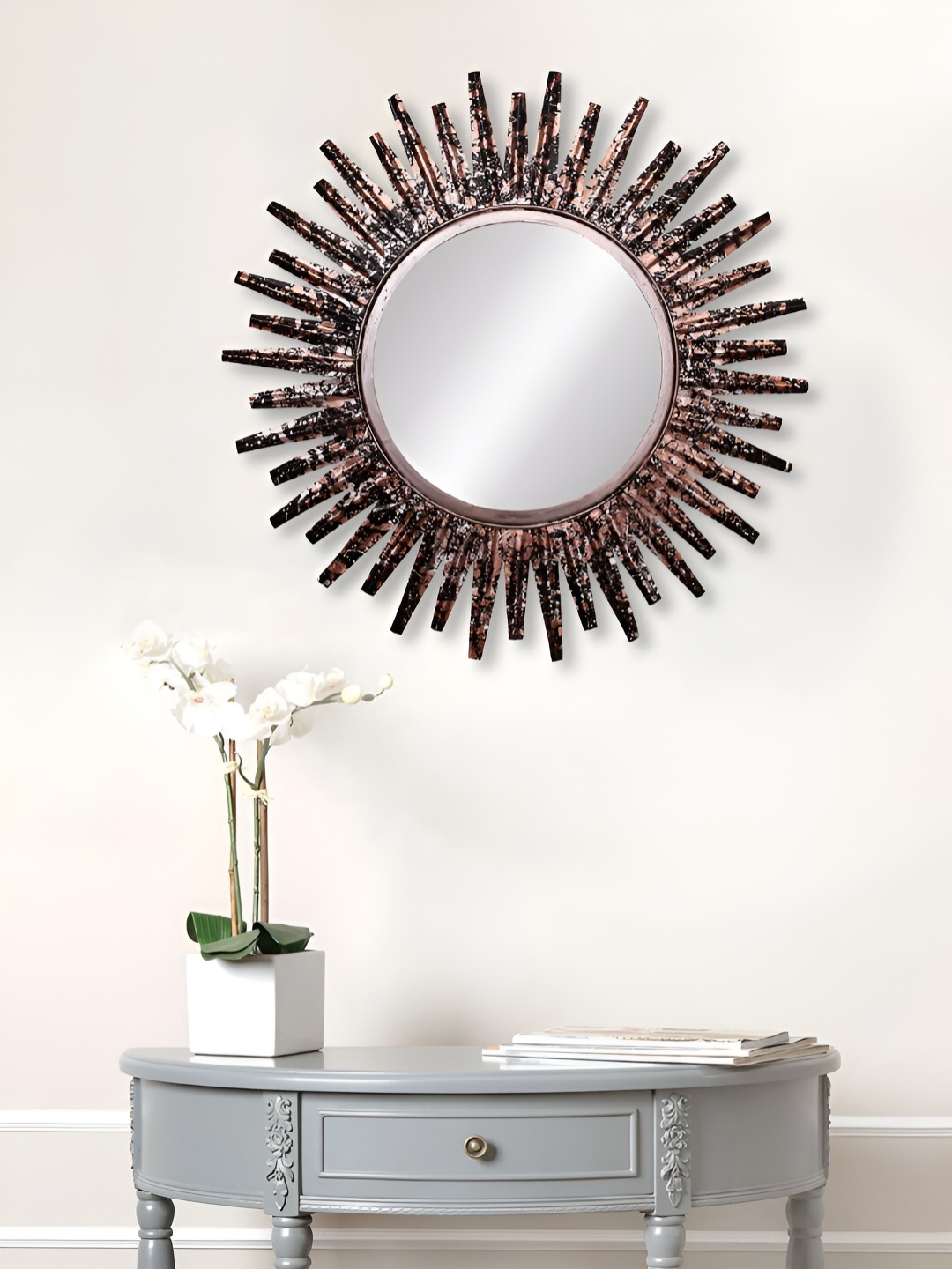 

Craft Smith Black Geometric Metal Round Wall Mirror