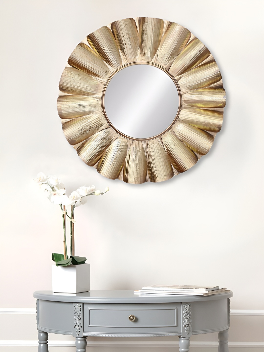 

Craft Smith Gold Toned Sunburst Design Wall Mirror