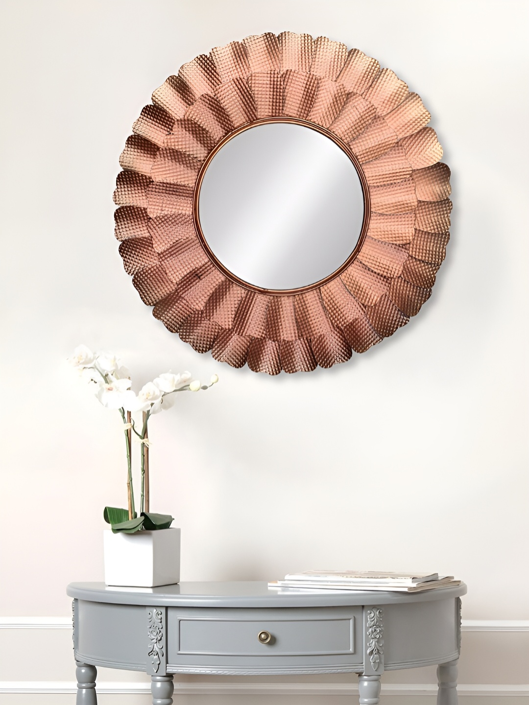 

Craft Smith Pink Floral Metal Round Wall Mirror