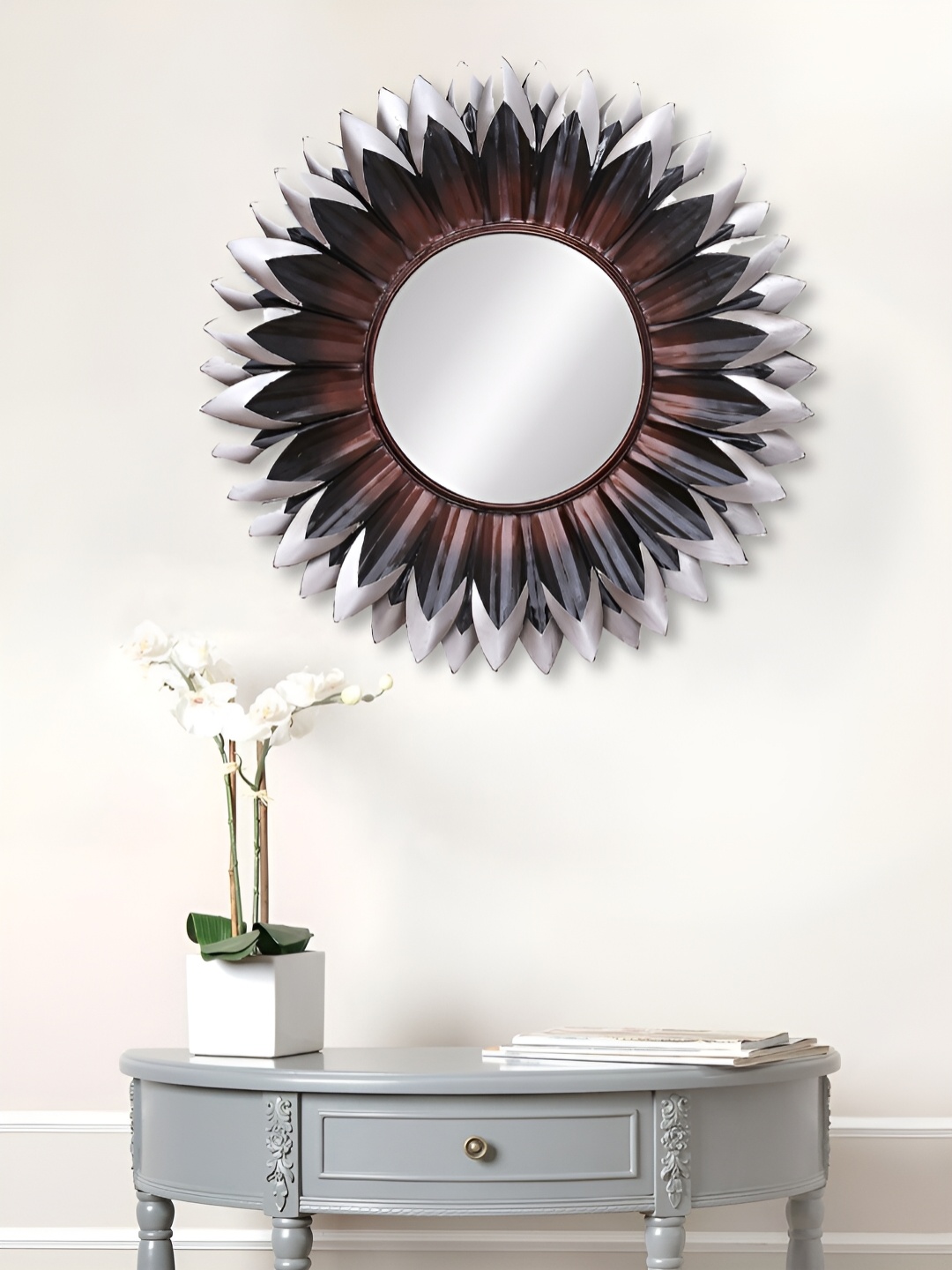

Craft Smith Brown & Black Floral Metal Framed Round Wall Mirror