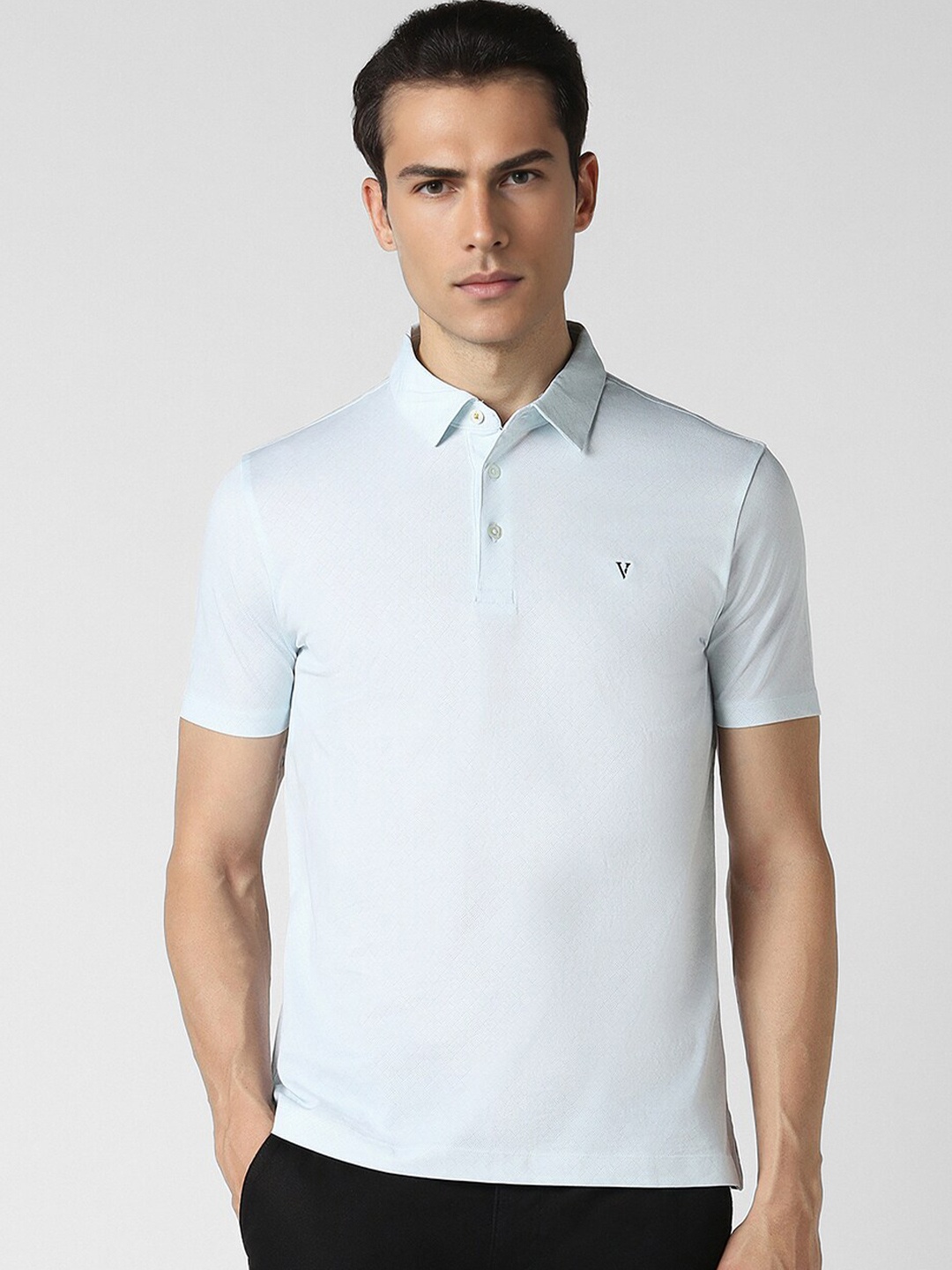 

Van Heusen Polo Collar Short Sleeves Cotton T-shirt, Blue