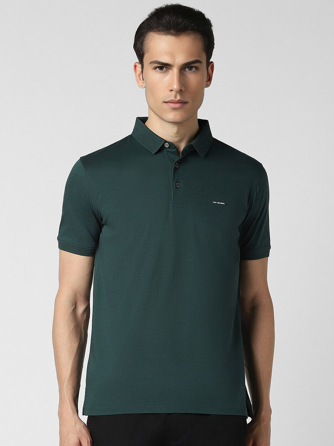 

Van Heusen Polo Collar Short Sleeves Cotton T-shirt, Green