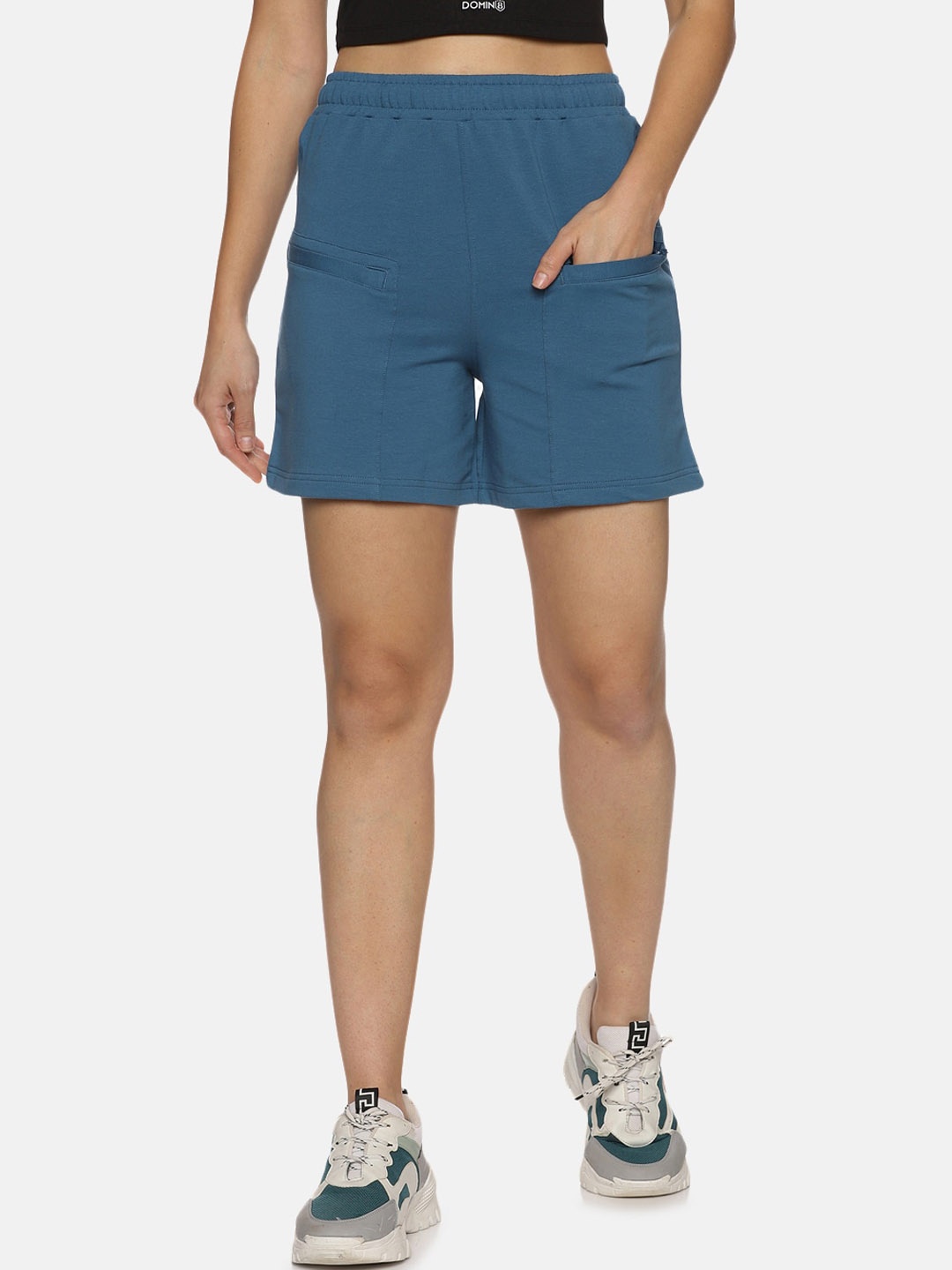 

DOMIN8 Women Training Or Gym Sports Shorts, Blue