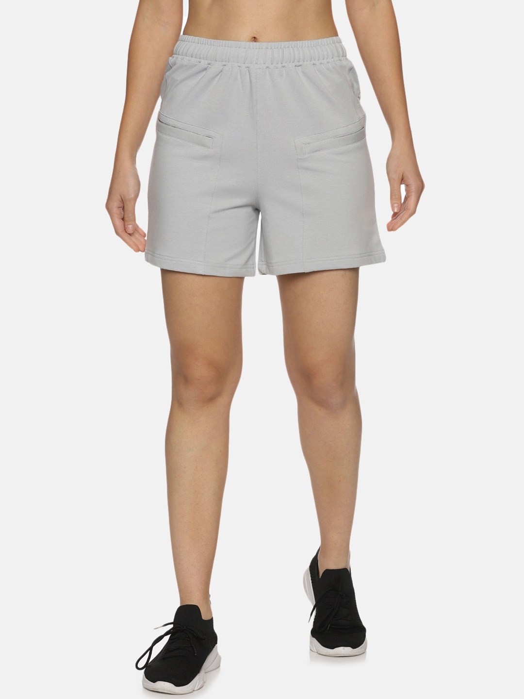 DOMIN8 Women Training Or Gym Sports Shorts, Grey