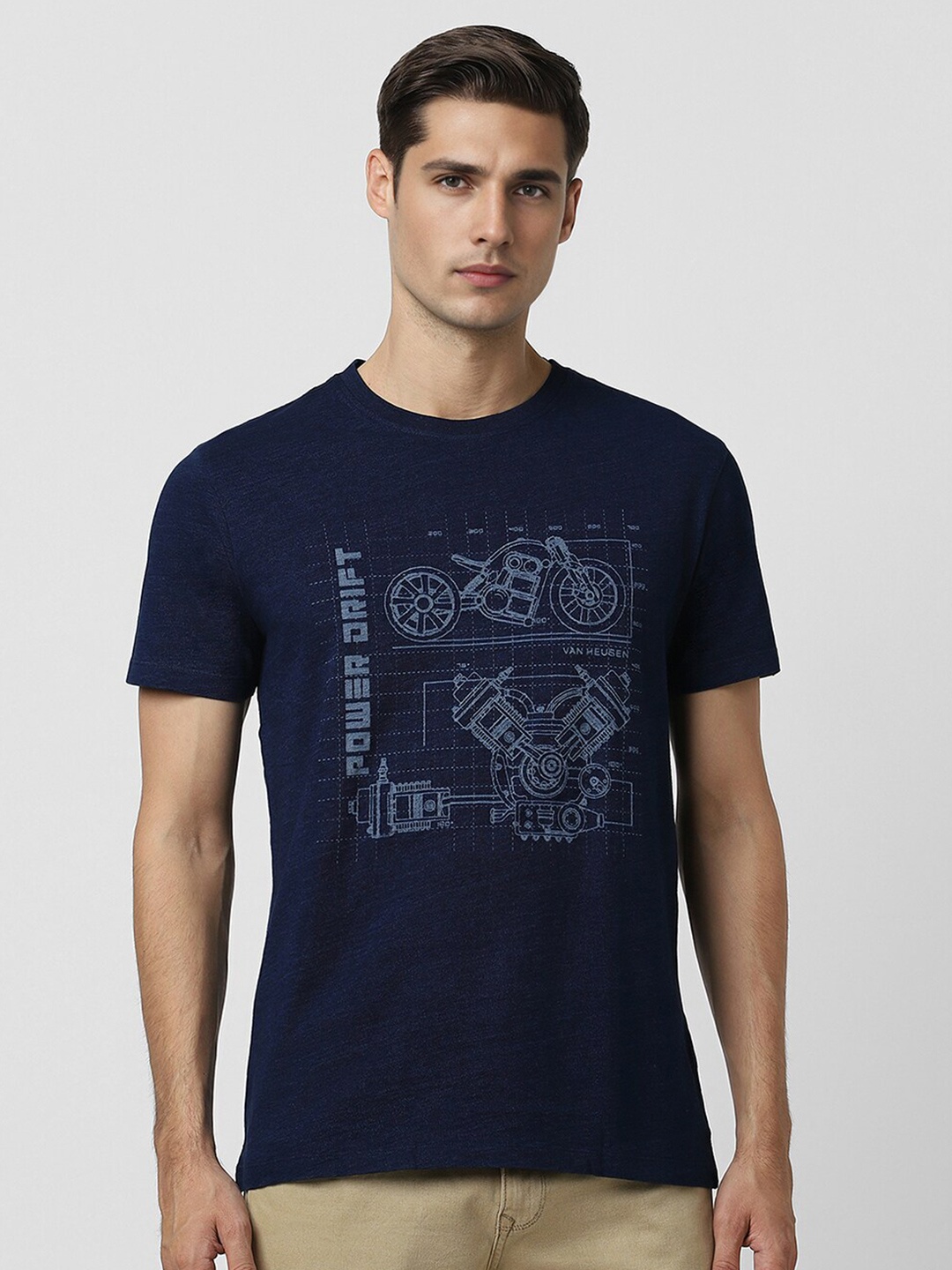 

VAN HEUSEN DENIM LABS Graphic Printed Cotton T-shirt, Navy blue