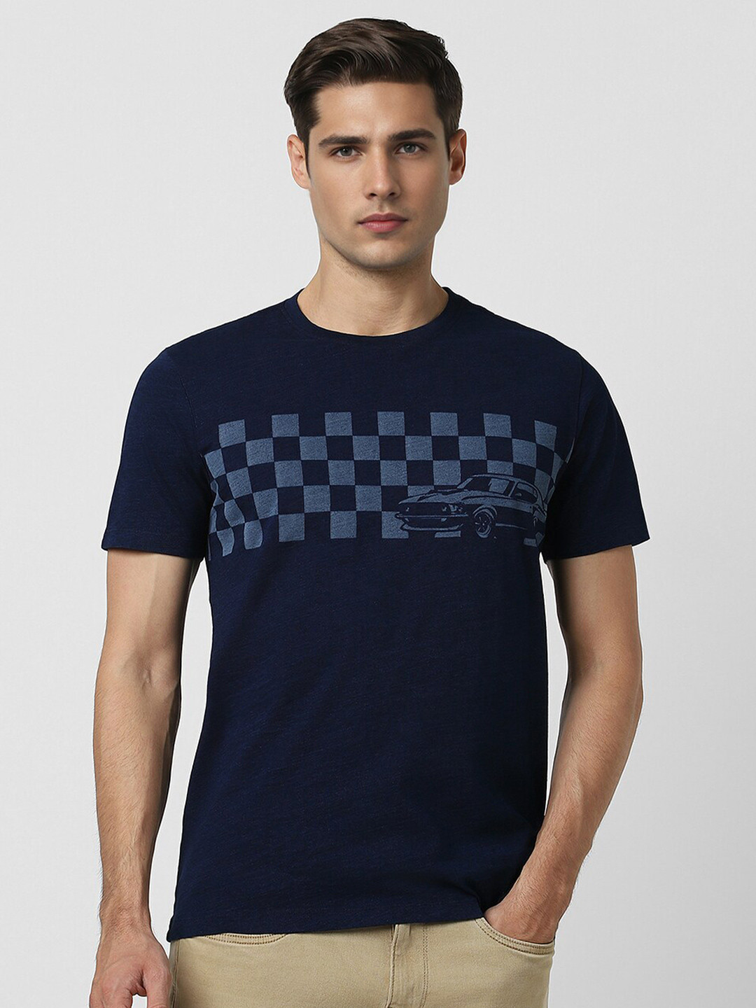 

VAN HEUSEN DENIM LABS Graphic Printed Cotton T-shirt, Navy blue