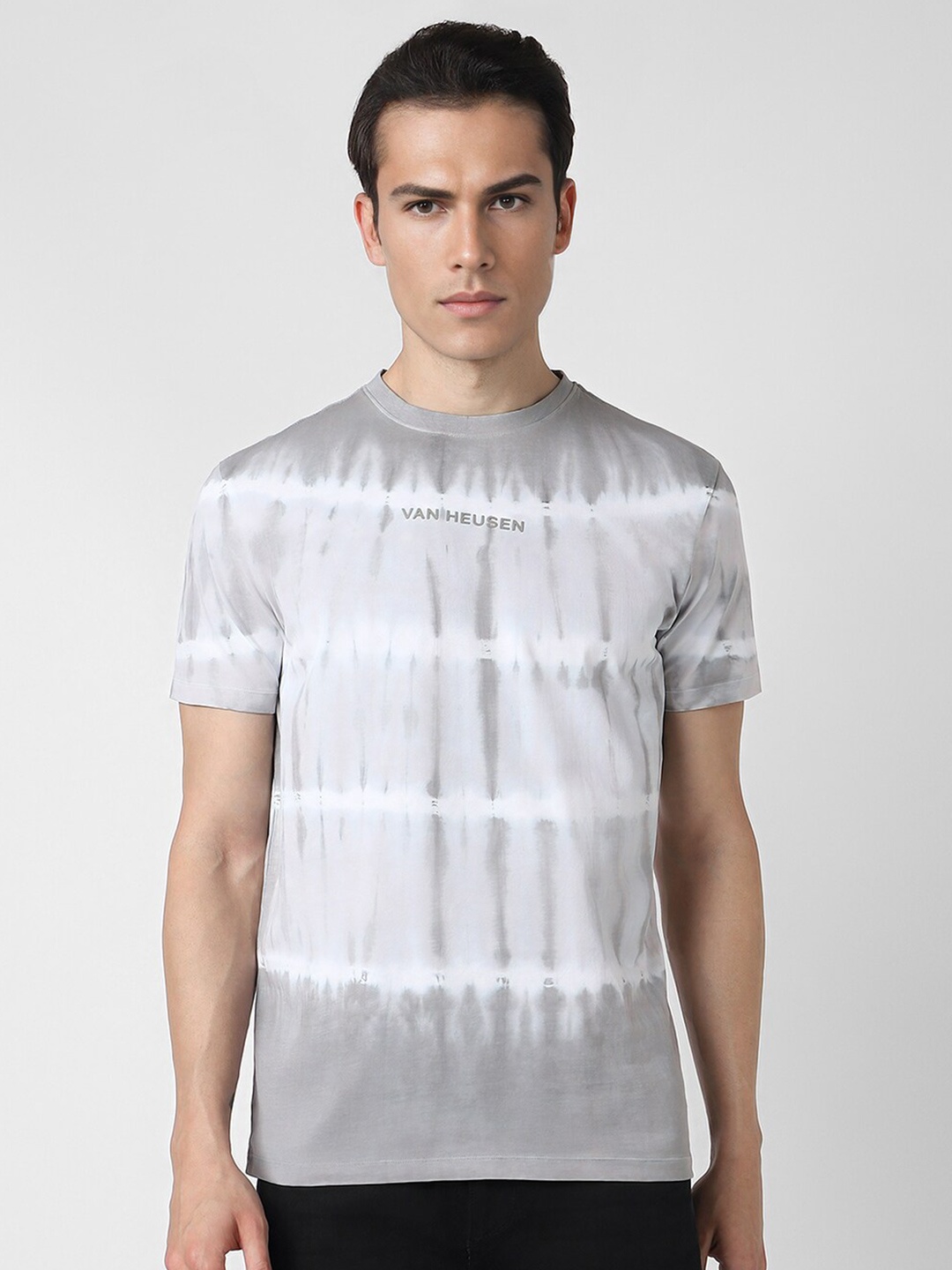 

VAN HEUSEN DENIM LABS Tie And Dye Printed Round Neck Cotton T-shirt, Grey
