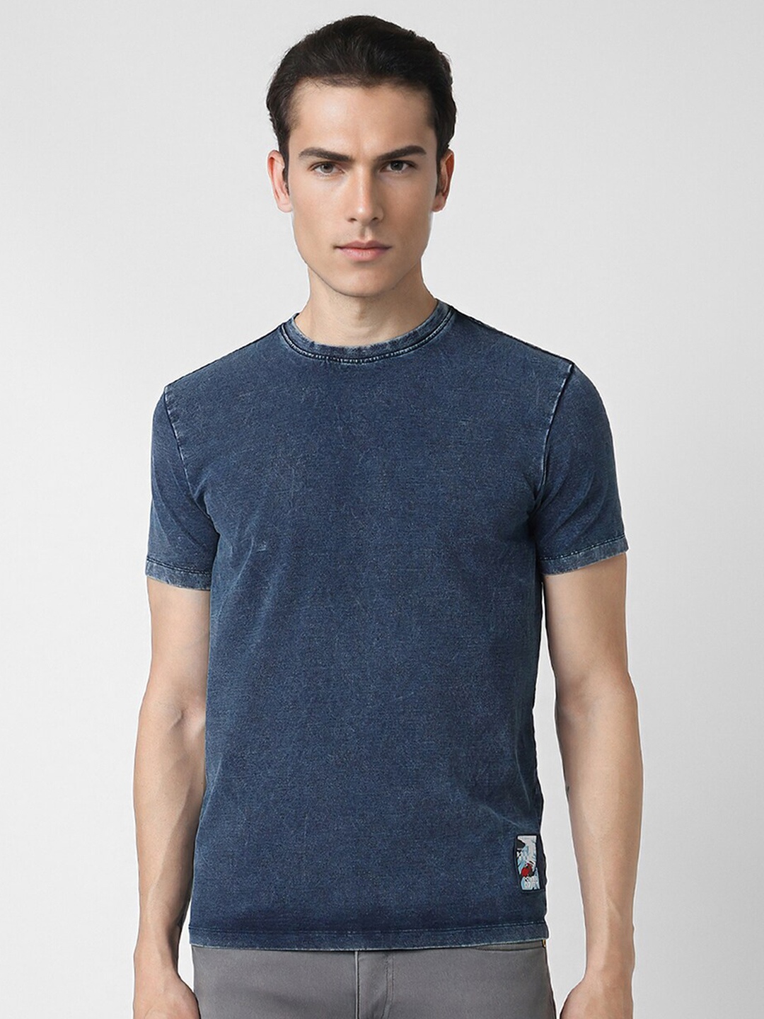 

VAN HEUSEN DENIM LABS Round Neck Cotton T-shirt, Navy blue