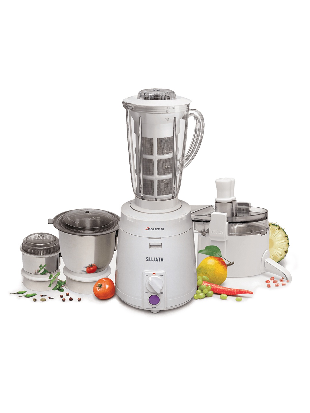 

SUJATA White & Grey Multimix White Juicer Mixer Grinder 900 W