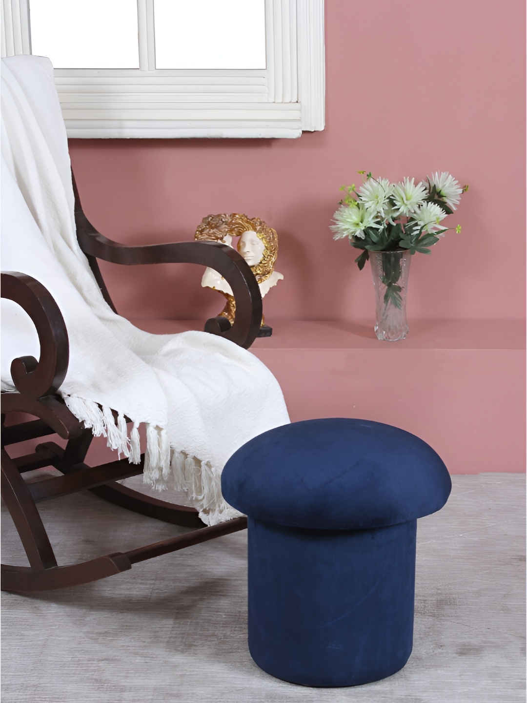 

Shadowkart Navy Blue Wooden Pouffes Sitting Mudda Ottomans