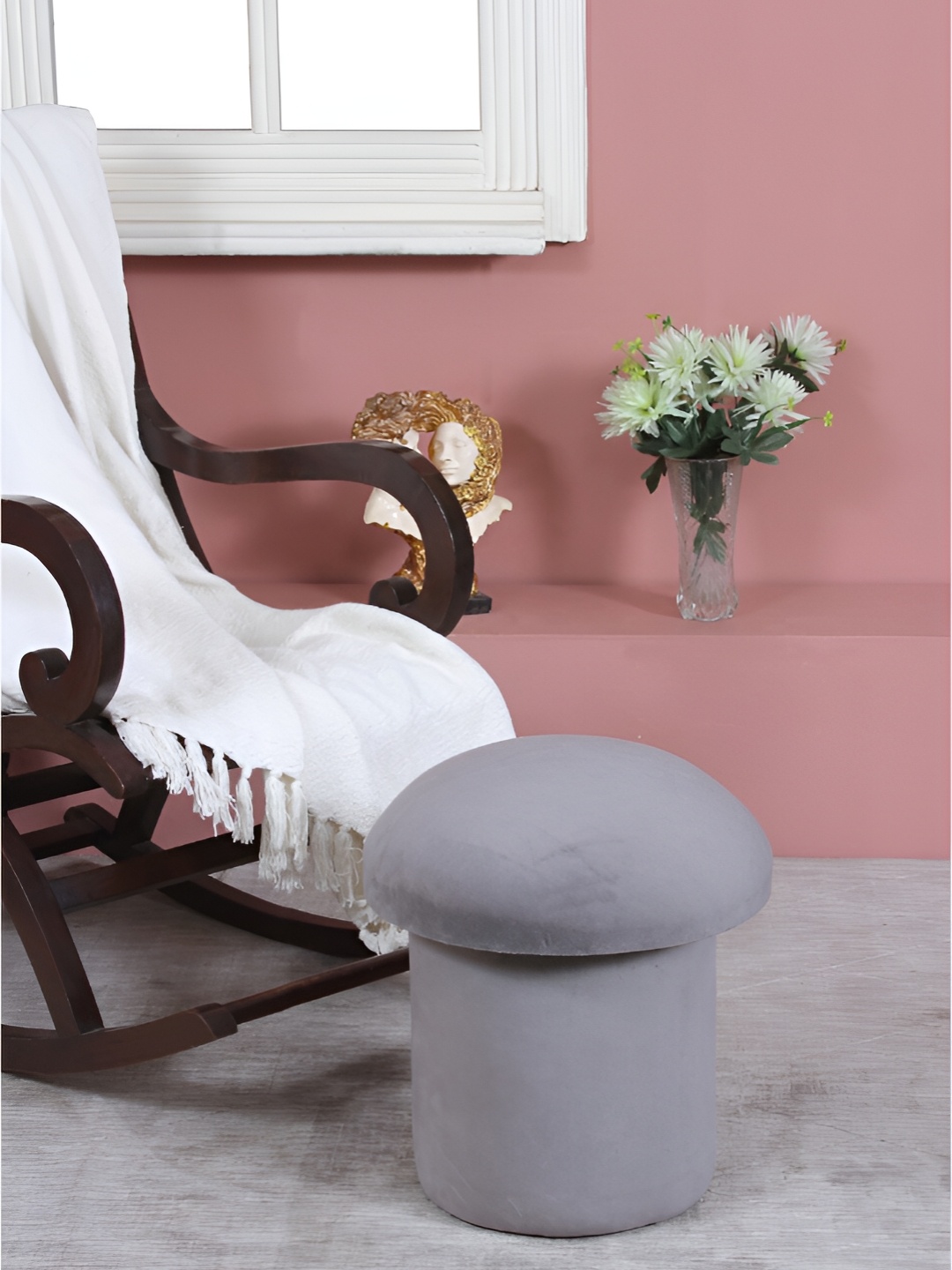 

Shadowkart Grey Wooden Cylindrical Pouffes Ottoman
