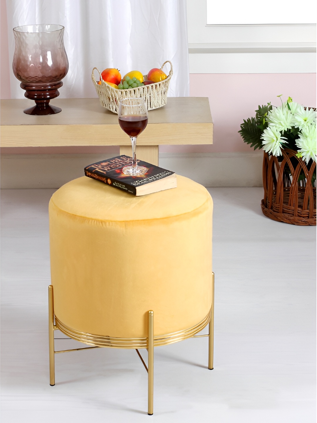 

Shadowkart Yellow Textured Puffies Ottoman