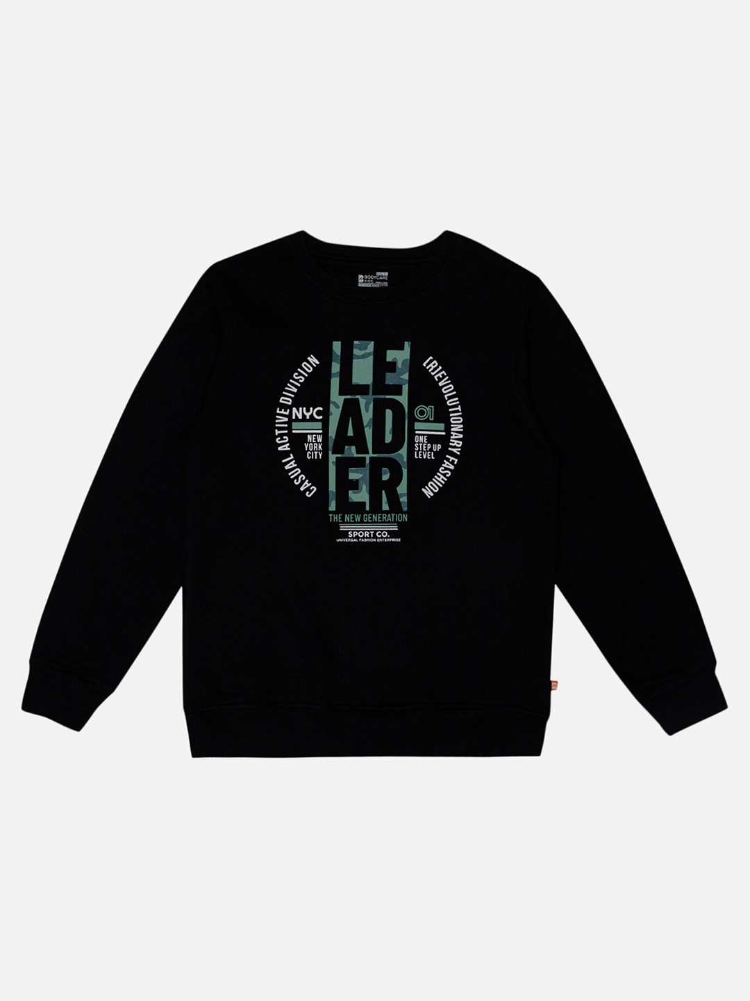 

Bodycare Kids Boys Typography Printed Round Neck Pullover Sweatshirt, Black