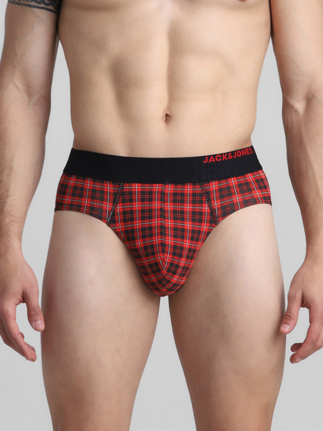 

Jack & Jones Checked Mid-Rise Briefs 2672605001, Black