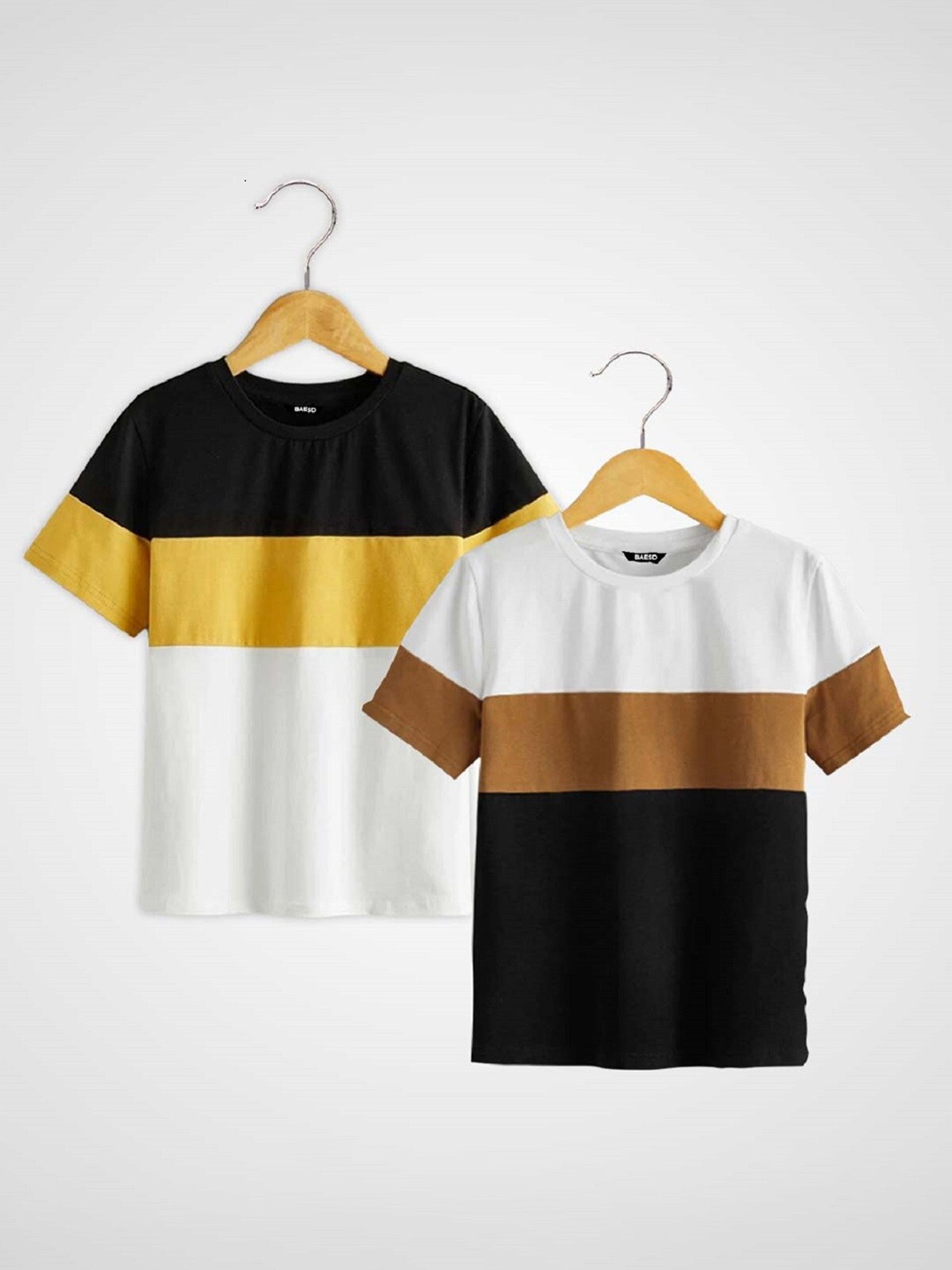 

BAESD Boys Pack of 2 Colourblocked Cotton T-shirt, White