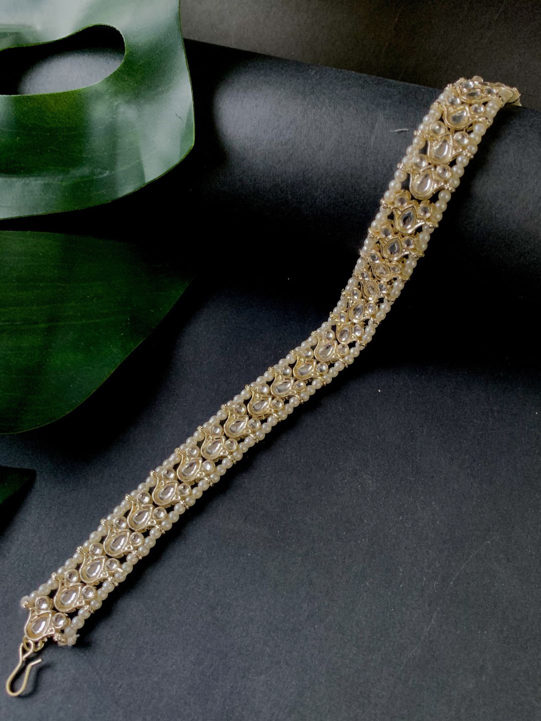 

I Jewels Gold-Plated Matha Patti Head Jewellery, White