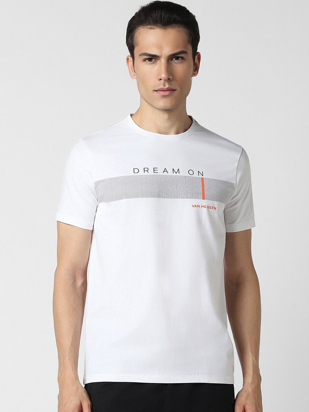 

Van Heusen Typography Printed Slim Fit Cotton T-shirt, White