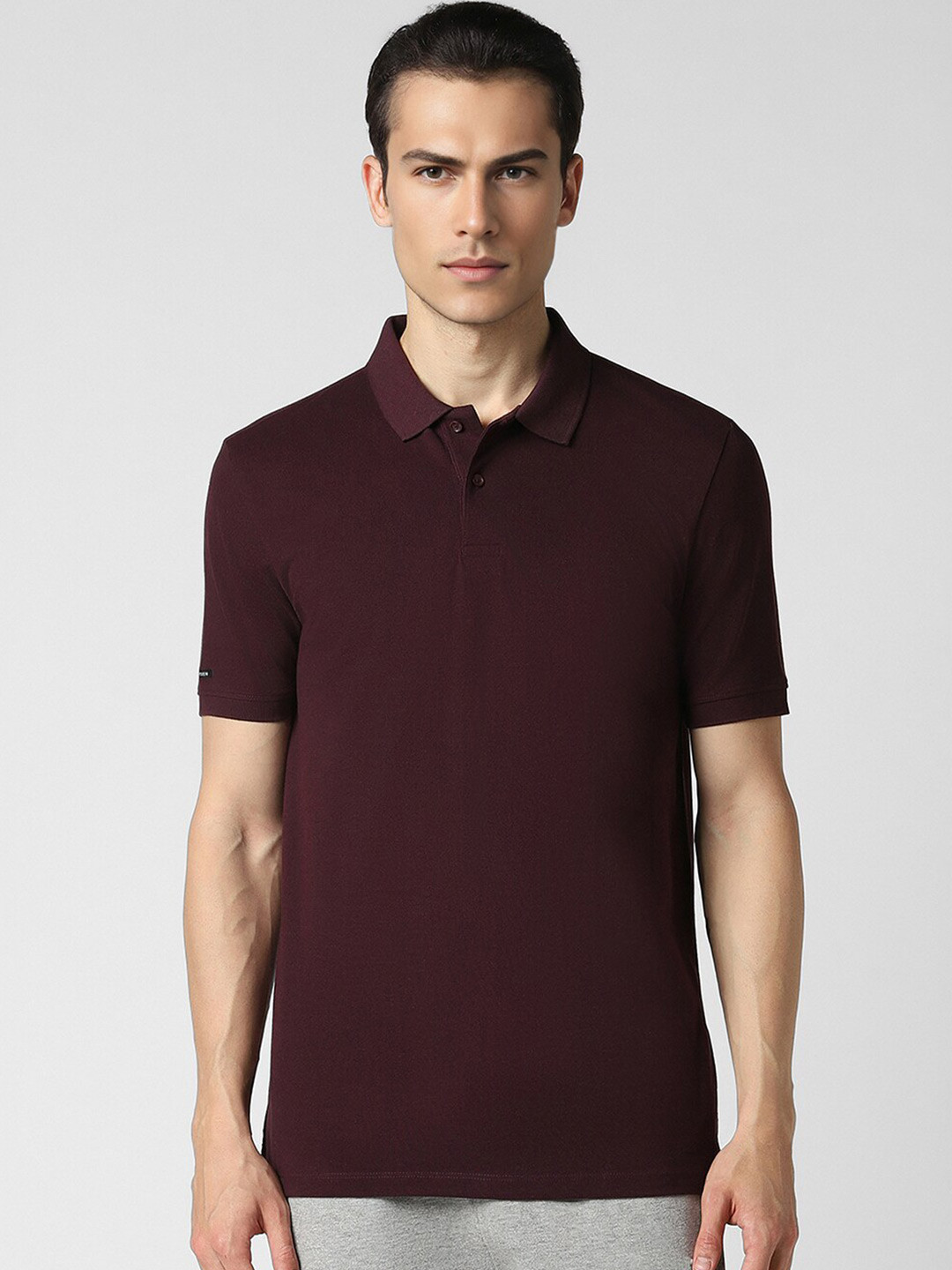 

Van Heusen Polo Collar Short Sleeves Cotton T-shirt, Maroon