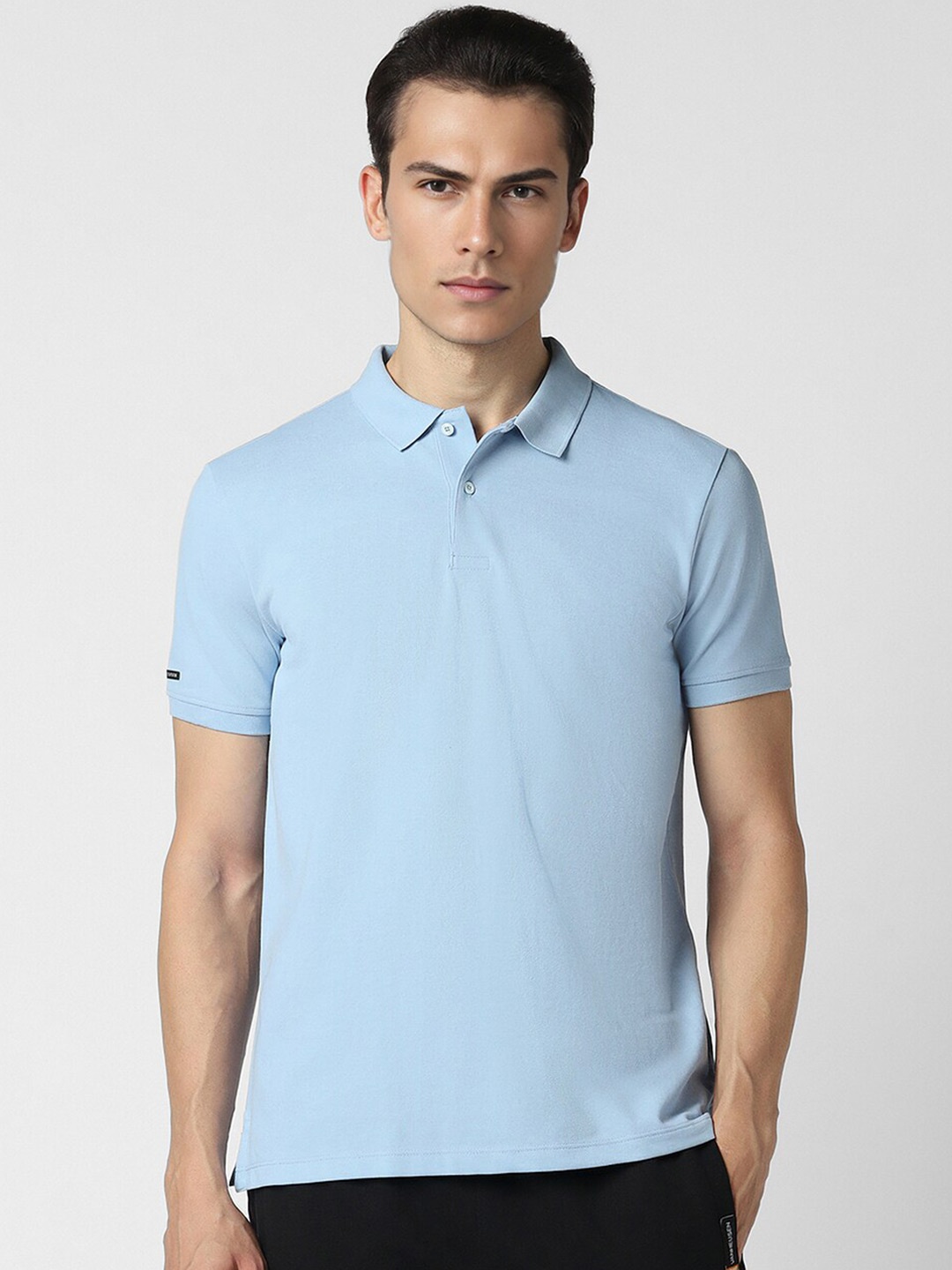 

Van Heusen Polo Collar Short Sleeves Cotton T-shirt, Blue