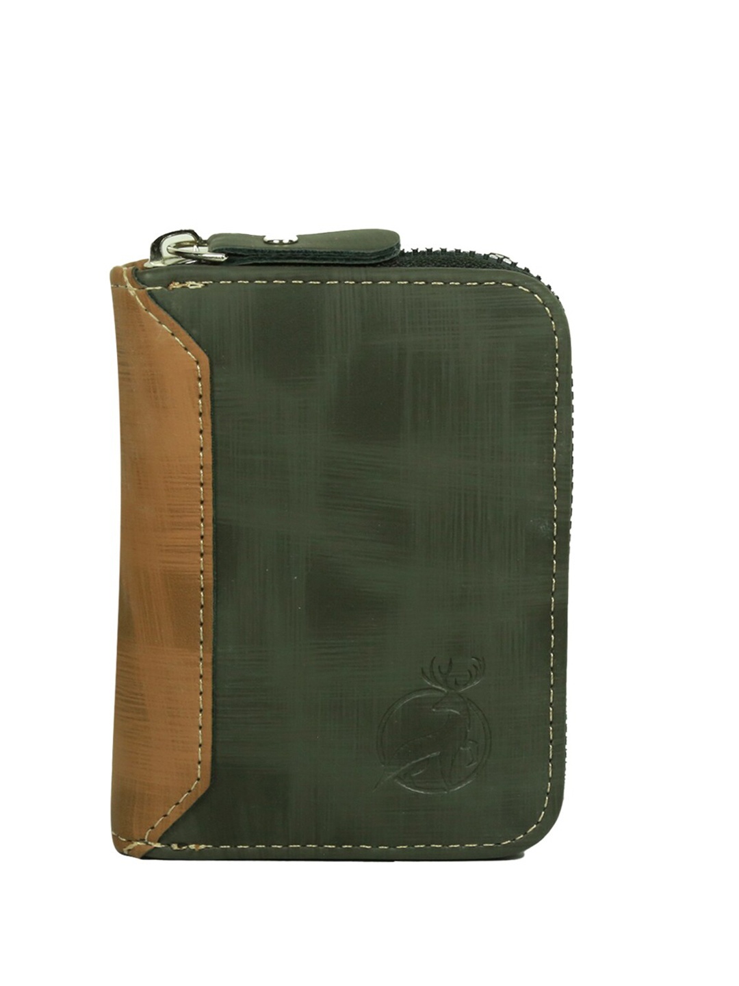 

Style Shoes Men Colourblocked Leather Zip Around Wallet, Green