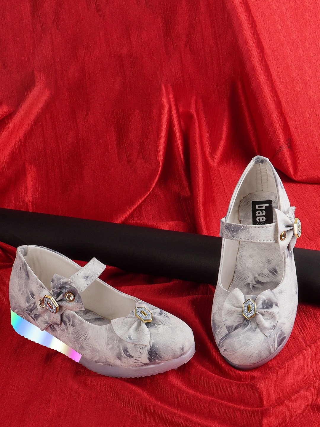 

BAESD Girls Printed Ballerinas with Bows Flats, Black