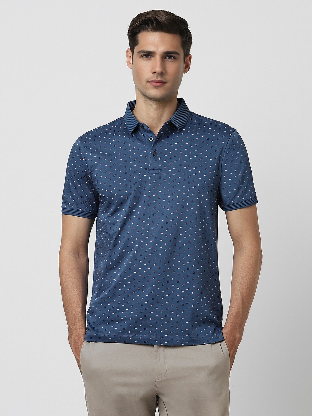 

Van Heusen Sport Printed Polo Collar Short Sleeves Regular Fit T-shirt, Blue
