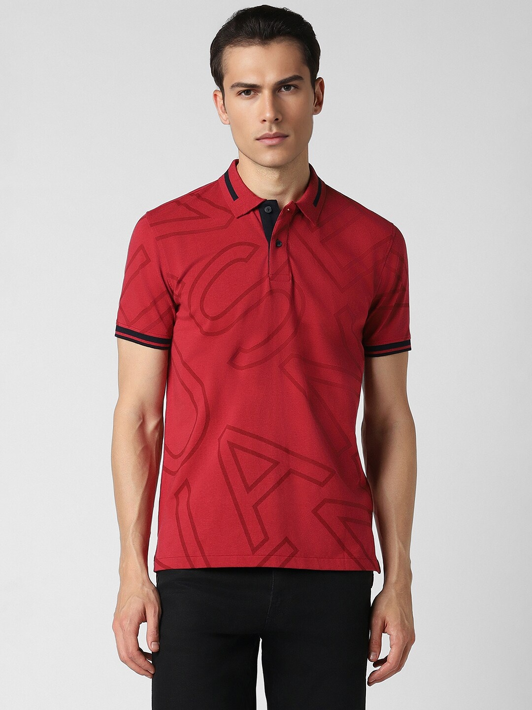 

Van Heusen Sport Typography Printed Polo Collar Cotton T-shirt, Red