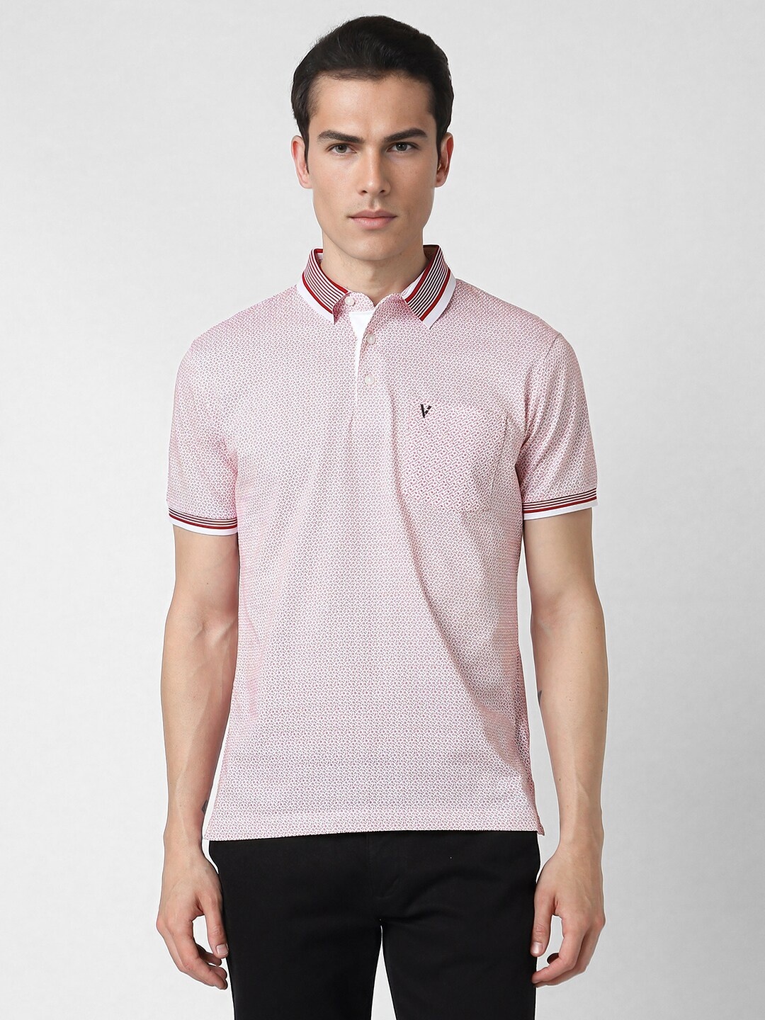 

Van Heusen Sport Abstract Printed Polo Collar Short Sleeves Cotton T-shirt, Pink