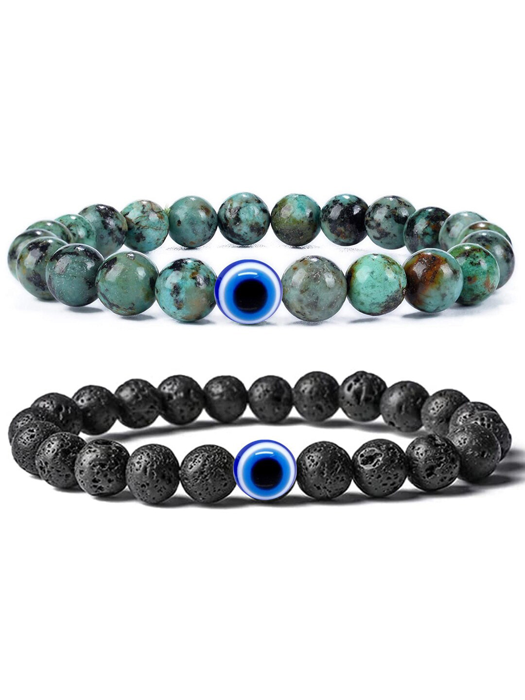 

Young & Forever Unisex 2 Beaded Crystals Bracelets, Black