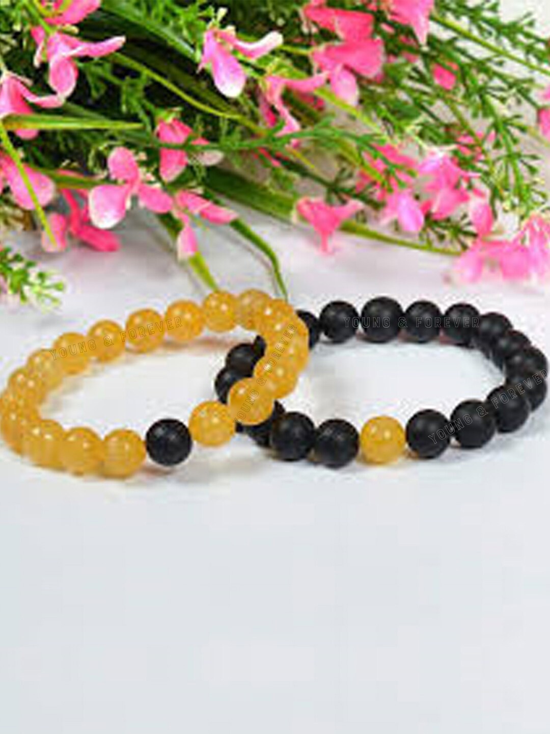 

Young & Forever Unisex Set Of 2 Brass Onyx Bracelets, Black
