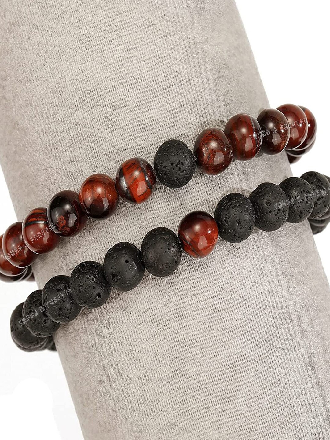 

Young & Forever Unisex Set Of 2 Tigers Eye Bracelet, Black