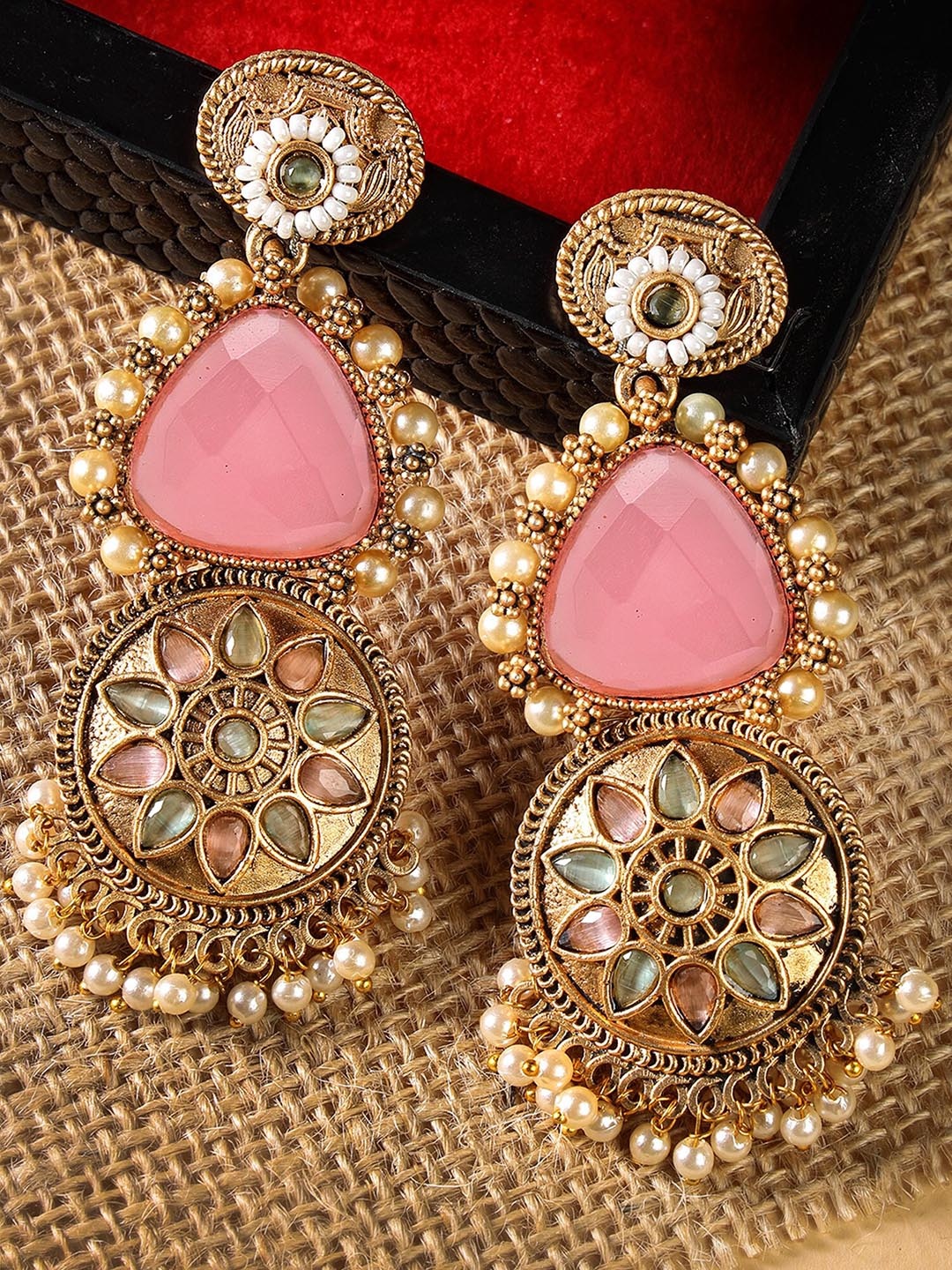 

KARATCART Gold-Plated Contemporary Drop Earrings