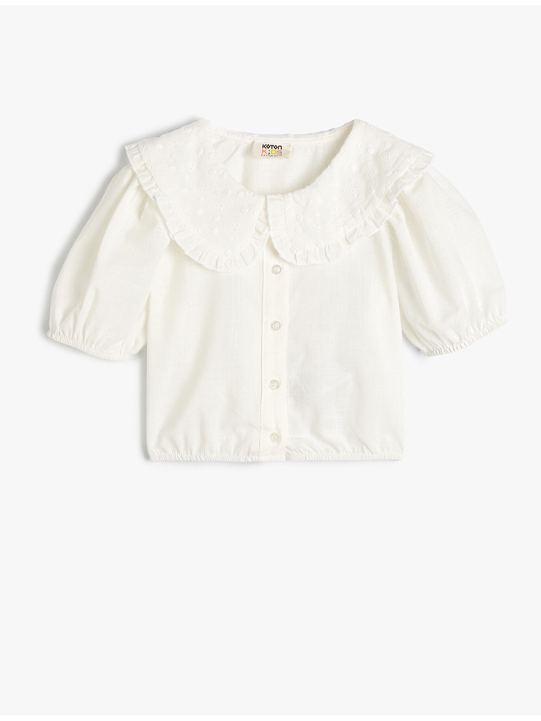 

Koton Girls Peter Pan Collar Short Sleeves Cotton Casual Shirt, White