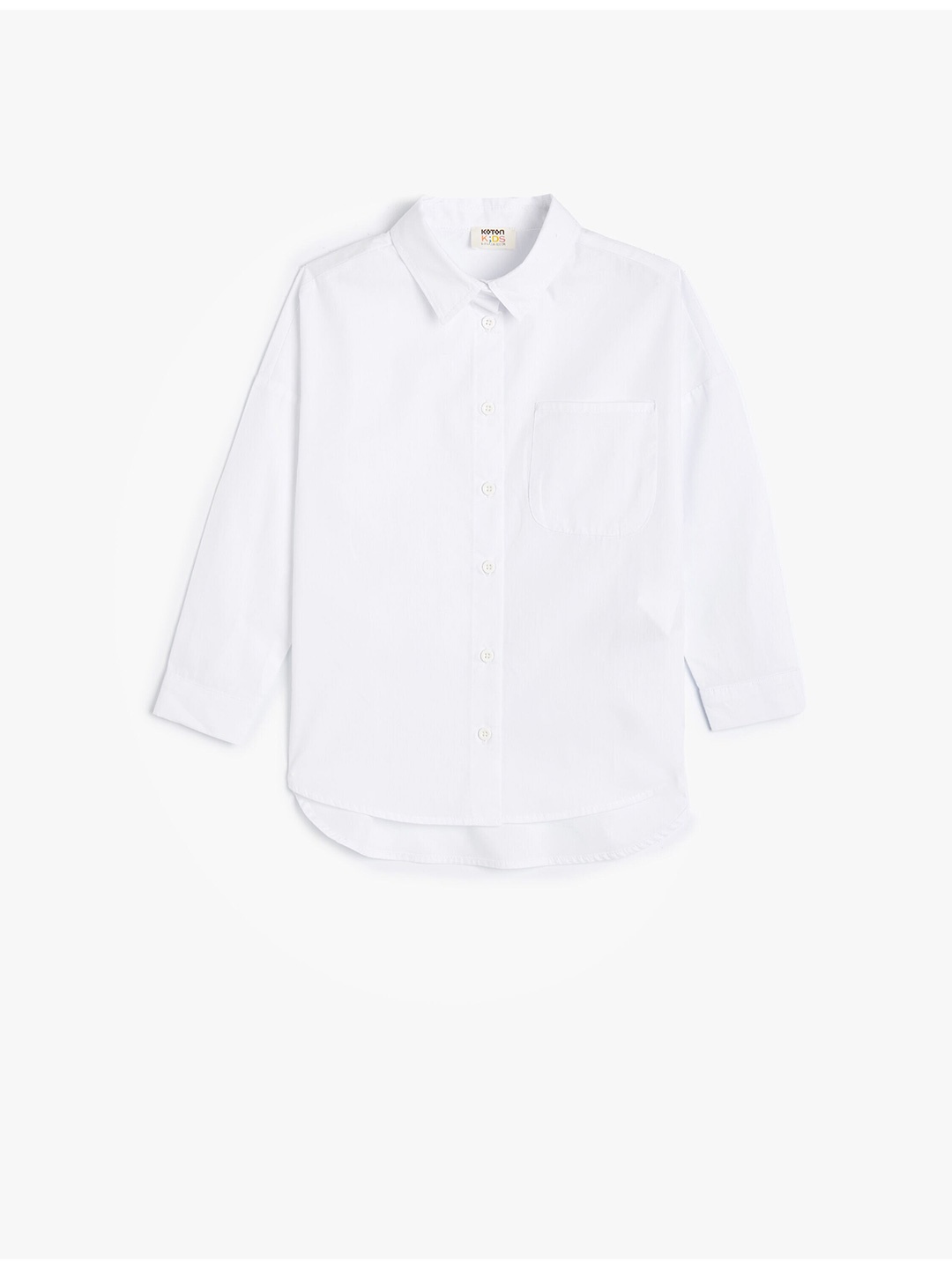 

Koton Girls Spread Collar Long Sleeves Cotton Casual Shirt, White