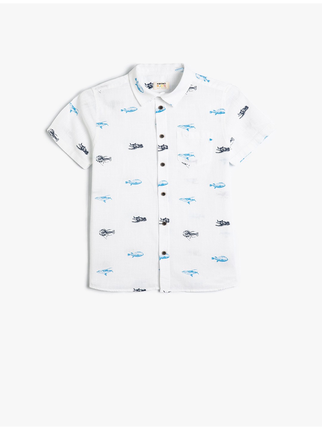 

Koton Boys Printed Spread Collar Short Sleeves Cotton Casual Shirt, White