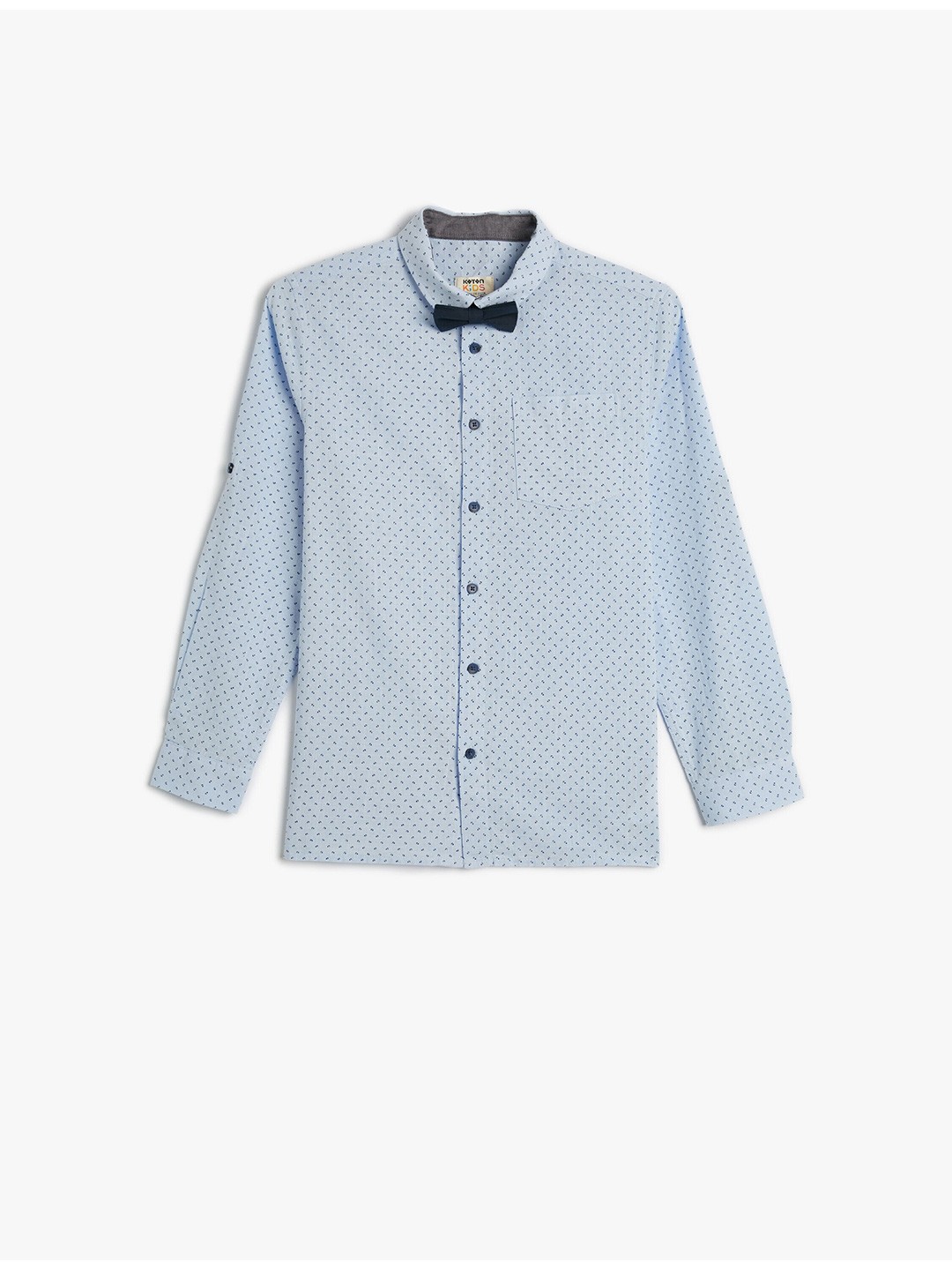 

Koton Boys Printed Spread Collar Roll-Up Sleeves Cotton Casual Shirt, Blue