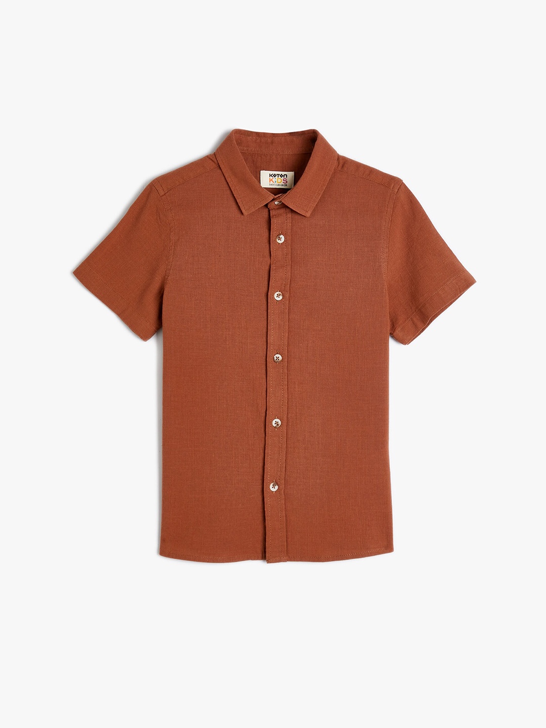

Koton Boys Spread Collar Short Sleeves Cotton Casual Shirt, Brown